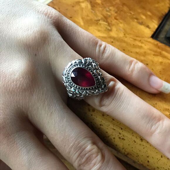 Natural Ruby Sterling Silver Ring Size 7 - Picture 2 of 9